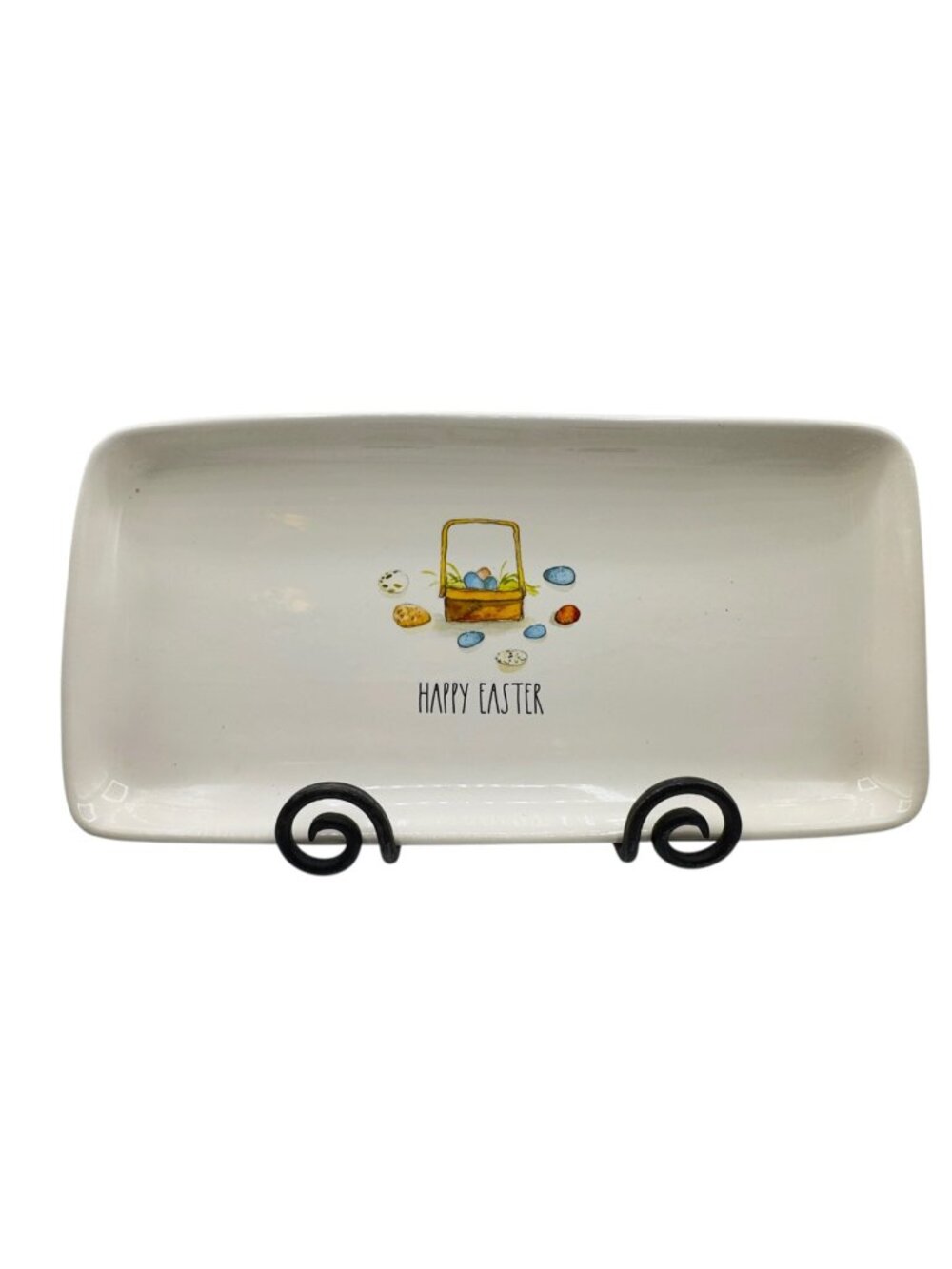 Rae Dunn Happy Easter Serving Platter 14" Easter Basket Eggs Artisan Collection